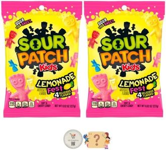 Sour Patch Kids 8 oz Peg Bags (Pack of 2) Soft and Chewy Candy with Bonus Nostalgic Mystery Gift (Lemonade Fest)