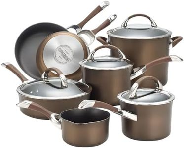 Circulon Symmetry Nonstick Cookware Set (11 Piece) | Hard Anodized Aluminium Pots and Pans with Lids, Frypans, Saucepans, Stockpot and Saute, Chocolate Finish | Induction Compatible Base