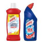 Harpic Disinfectant Bathroom Cleaner Liquid, Lemon - 1 L & Harpic Disinfectant Toilet Cleaner Liquid, Original - 1 L | India's #1 Toilet Cleaner