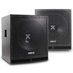 VONYX SWP15 PRO Pair of 15 Inch Active DJ Subwoofers, 1600W Powered Bass Bins with Adjustable Low-Pass Filter, Phase Control & Daisy Chain Connections for Live Music, Disco & Mobile DJ Use