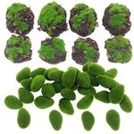 NA Woohome 38 PCS Faux Moss Stones Artificial Moss Rocks Decorative, 30 PCS Faux Green Moss Covered Stones und 8 PCS Sawdust Moss Decor forFairy Gardens, Floral Arrangements, Crafting