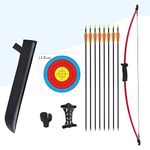 ELONG OUTDOOR Archery Set Recurve Bow and Arrow Set Kids Outdoor Youth Junior Archery Beginner Training for Teen Teams Game Gift (Includes 8 Arrows, Armguard, Quiver, Target Face, Finger Tab)