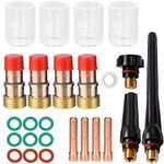 QAQGEAR 25Pcs for TIG Welding Torch Stubby Gas Lens #10 Glass Cup Kit, for Tig Welding Torch Accessories Stubby Gas Lens for WP-17/18/26