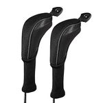 Andux 2 Pack Long Neck Golf Hybrid Club Head Covers Dial No. Tag CTMT-01 (Black)