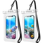 ProCase 2 Pack Floating Waterproof Phone Pouch Up to 7.0", Water Proof Underwater Case Dry Bag Cell Phone Protector for iPhone 15 14 13 Pro Max, Galaxy S24 S23 Ultra, Beach Essential - Clear