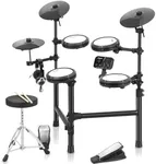 Electronic Drum Set,Electric Drum Set With 4 Quiet Mesh Drum Pads,150 Sounds,2 Switch Pedal,Drum Throne,Drumsticks,Headphones,Electric Drum Set for Beginner