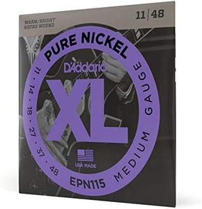 D'Addario Guitar Strings - XL Pure Nickel Electric Guitar Strings - Round Wound - Warm, Bright, Vintage Sound - EPN115 - Blues/Jazz Rock, 11-48