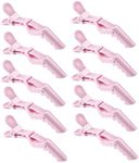 10pcs/set Multicolor Croc Clips Transparent Plastic Hairdresser Clips Hair Styling Sectioning Barrettes Professional Non Slip Alligator Clips Salon DIY Accessories Hairpins (10pcs-Light Pink)