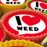 I Love Cannabis Weed - 20 x 5cm Edible Cupcake Toppers on Premium Icing