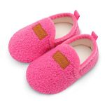 L-RUN Baby Boys Girls Wool Like House Slippers Kids Light Weight Anti-Skid Shoes for Outdoor Indoor Comfy Loafers(Rose Red Curls,10-10.5 Little Kid)