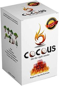 Cocous Natural Flat Coconut Charcoal Incense Hookah Shisha Narguile Coal Coconut Shell Briquette Coals 1KG - 96 Pieces 25x25x18mm Flats