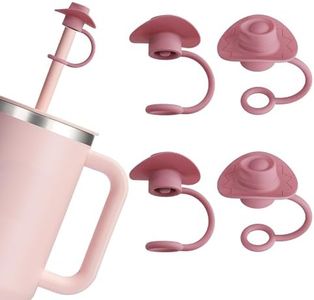 4Pcs Pink Cowboy Hat Silicone Straw Cover Cap for Stanley Cup Decor, 10mm Reusable Cute Pink Drinking Straw Topper Accessories for, Portable Decorations Gifts for Kids Party Favors