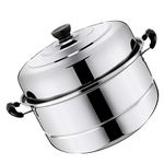 DOITOOL 2- Layer Stainless Steel Steamer Pot for Cooking Soup and Steaming Food Steam Pot with Lid for Gas Electric Grill Stove 30cm