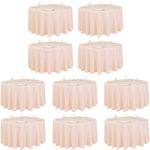 LTC LINENS 10 Pack 120 Inch Round Tablecloth Peach - Bulk Round Table Cover for 60 Inch Round Table Floor Length - Washable, Wrinkle Resistant Polyester Fabric Cloth for Wedding, Party