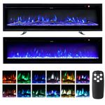 INMOZATA Electric Fire Wall Mounted/Recessed/Freestanding 102cm Electric Fireplace with Remote & Touch Screen Control 12 LED Color Flame Effect, 2 Heat Settings 900W&1800W, Crystal & Log Set