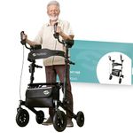 Helavo All Terrain Upright Walker with Flat-Free Solid Rubber Tires - Arthritis Rollator - Outdoor Stand Up Walker for Seniors - Tall Standing Rollator with Seat