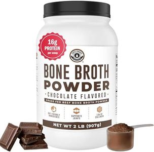 Bone Broth Protein Powder, Chocolate, Grass Fed 2lbs, 42 servings 16g protein, 13g Collagen. Low Carb, 2 net Carb, Dairy Free, Keto Friendly Bone Broth Protein Supplement with Collagen Types I & III