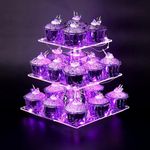 Vdomus Cupcake Stands - 3 Tier Tray - Dessert Serving Tray Holder - Pastries and CupCake Holders - Stylish Acrylic Plastic Tower Display for Weddings, Birthdays, Parties (Pink)