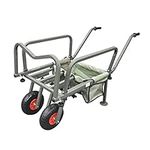 Fishing Trolley Two Wheel Folding Barrow Cart with Bag Adjustable Legs Heavy Duty Collapsible Wheeled Transporter Fish Holder Rod Handle Carry Outdoor