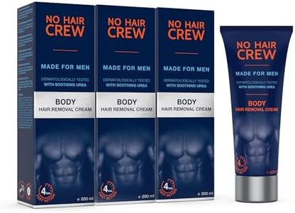 NO HAIR CREW Body Hair Removal Cream for Men Pack of 3 (3 x 200 ml) – For Chest, Back and Underarms – Gentle and Effective Depilation without Cuts or Razor Burn