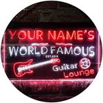 Personalized Your Name Est Year Theme Guitar Room Music Room Dual Color LED Neon Sign White & Red 12" x 8.5" st6s32-pf1-tm-wr