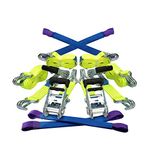 TENSYS - Set of 4 - Hi-Viz Professional Wheel Straps for Car Transporter, Recovery Vehicle, Trailer