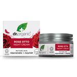 Dr Organic Rose Otto Night Cream, Moisturising, Healthy-Aging, Wrinkles, Natural, Vegan, Cruelty-Free, Paraben & SLS-Free, Recycled & Recyclable, Certified Organic, 50ml, Packaging may vary