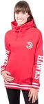 Ultra Game NBA Official Women's Super Soft Pullover Hoodie Funnel Sweatshirt, Atlanta Hawks, Team Color, X-Large