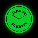 Mi Glow Store Glow in The Dark Wall Clock | Positive Quotes Wall Clock | Time to be Happy (Green) | Modern Night Glow | Aesthetic Wall Clock