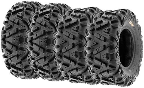 Set of 4 SunF Power.I ATV UTV all-terrain Tires 25x8-12 Front & 25x10-12 Rear, 6 PR, Tubeless A033