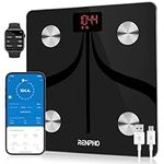 RENPHO Smart Body Fat Scales USB Rechargeable, Bathroom Scales for Body Weight High Precision Weighing Scale with Bluetooth Smart App, Body Composition Monitor for Body Fat, BMI, Muscle Mass, Elis 1