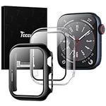 TOCOL 2 Pack HD Case Compatible with Apple Watch Series 6/5/4/SE 44mm with Built-in Tempered Glass Screen Protector [10X Military-Grade Shockproof] [Touch-Sensitive] for iWatch 44mm - Black+Clear