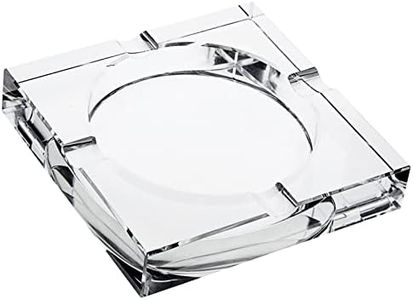 Juvale Glass Crystal Ashtray with Cut and 4 Slots for Cigars, Luxury Square Cigarette Holder for Men, Home, Office, Desk, Tabletop Decoration, Gift Box (7x7x1.5 Inches)