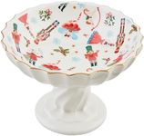 Mud Pie Nutcracker Pedestal Candy Dish Serving & Salad Bowls, 4 1/2" x 5 1/2" dia, WHITE