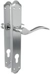 Amig - Door Handle Set with Plate | Handle with Key Escutcheon | Model Beta PB85 | Steel | 256 x 48 mm | Square Pin 8 mm | Matt Chrome-Plated