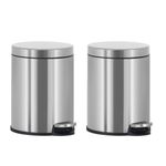 Trash Can Stainless Steel Mini Trash Can 6L/1.6Gallon Round Portable Pedal Garbage Can with Lid for Bathroom, Office, Kitchen Capacity Removable Inner Basket Easy to Clean (2)