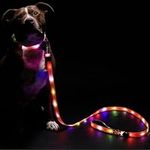 Flash Leash PRO LED Dog Leash Safety Light with Maximum Visibility up to 1000 FT - Padded Handle Pro Grade Steel Hardware Swivel Clasp 3 Light Modes Doggie Poop Bag Holder Included