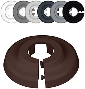 FUX Pack of 6 Single Rosettes for Heating Pipes, Cover for Heating Pipes, Heating 15 mm, 18 mm, 22 mm Polypropylene in Black, Brown & Grey Tones (18 mm, Nut Brown RAL 8011)