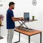 InvisibleBed Desk Converter Ergonomic Standing Desktop Gas Spring Height Adjustable/Table Riser, Sit Stand Converter Dual Monitor Laptop Computer for Home and Office(Rich Walnut)