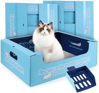3-Pack Disposable Litter Boxes for Cats with Disposable Cat Litter Scoop, Large-17.1"x13.2"x5.7" Double Waterproof Disposable Cat Litter Box, Portable Travel Litter Box for Cats Sturdy Leak Resistant