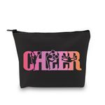 VAMSII Cheer Gifts Cosmetic Makeup Bag Cheerleading Gifts Cheerleaders Travel Zipper Pouch Cheer Team Gifts for Cheer Girls Women, Black, 通用