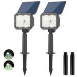 NATPOW Motion Sensor Solar Spotlights, Solar Security Light with Smart PIR, IP66 Waterproof, 6000K Daylight White Garden Lights for Front Door, Warehouse, Yard, Streets, 2 Pack