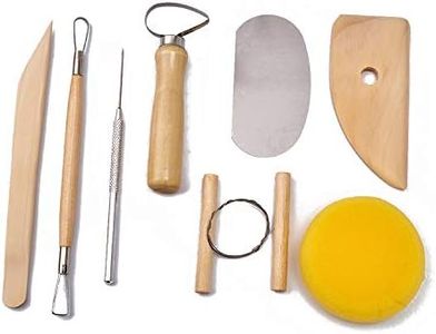 S & E TEACHER'S EDITION 8 Pcs Pottery & Clay Sculpting Tools, Double-Sided, Smooth Wooden Handles.