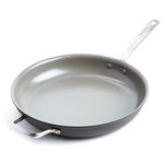 GreenPan Chatham Hard Anodized Healthy Ceramic Nonstick, 13" Frying Pan Skillet with Helper Handle, PFAS-Free, Dishwasher Safe, Oven Safe, Gray