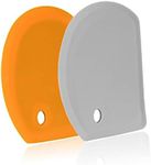 Silicone Dough Scraper with Stainless Steel Sheet, Curved Edge Flexible Bowl Scraper for Baking, Food Grade Silicone Bench Scraper for Sourdough Bread Proofing Basket, Set of 2, Gray & Orange,SAPID