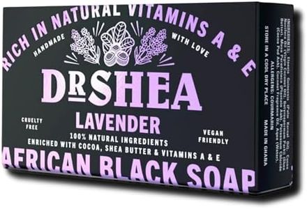 Lavender Organic African Black Soap 100g - Antibacterial Body Face & hand Wash - Eczema - Dry Skin - Psoriasis - Scar Removal - Moisturiser - Authentic Raw from Ghana.