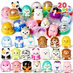 JOYIN Mochi Squishy Toys,20PCS Mini Animal Squishy Stress Ball for Kids, Stress Relief Sensory Fidget Toys,Loot Bag Fillers for Birthday Easter Party Favors for Kids 4-8 8-12 years old