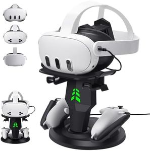 alcopanda VR Headset Charging Dock for Meta Quest 3/Quest 3S/Quest 2, VR Charging Stand for Quest 3 Accessories VR Stand Supports Charging Headset with Type C Cable and fit Controller with Cover