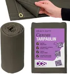 Extra Heavy Duty Waterproof 21 Ounce Canvas Tarp by CCS CHICAGO CANVAS & SUPPLY – Extra Durable Camping Tarp Cover with Rustproof Grommets, Industrial & Commercial Use, Olive Drab, 12 by 20 Feet