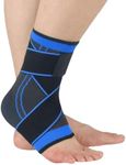 Ankle Support, Adjustable Compression Ankle Sleeves, Sports Ankle Braces Foot Heel Socks for Men&Women, One Size [1 Pc] (Blue)